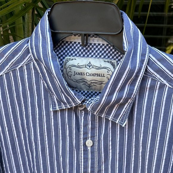 JAMES CAMPBELL Stripe Shirt with Contrasting Cuffs - XL - Picture 2 of 9